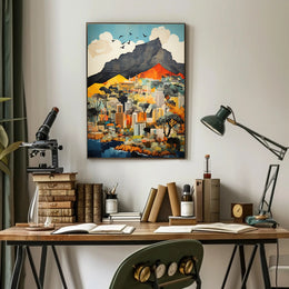 Vibrant Cityscape At The MountainS Edge Poster