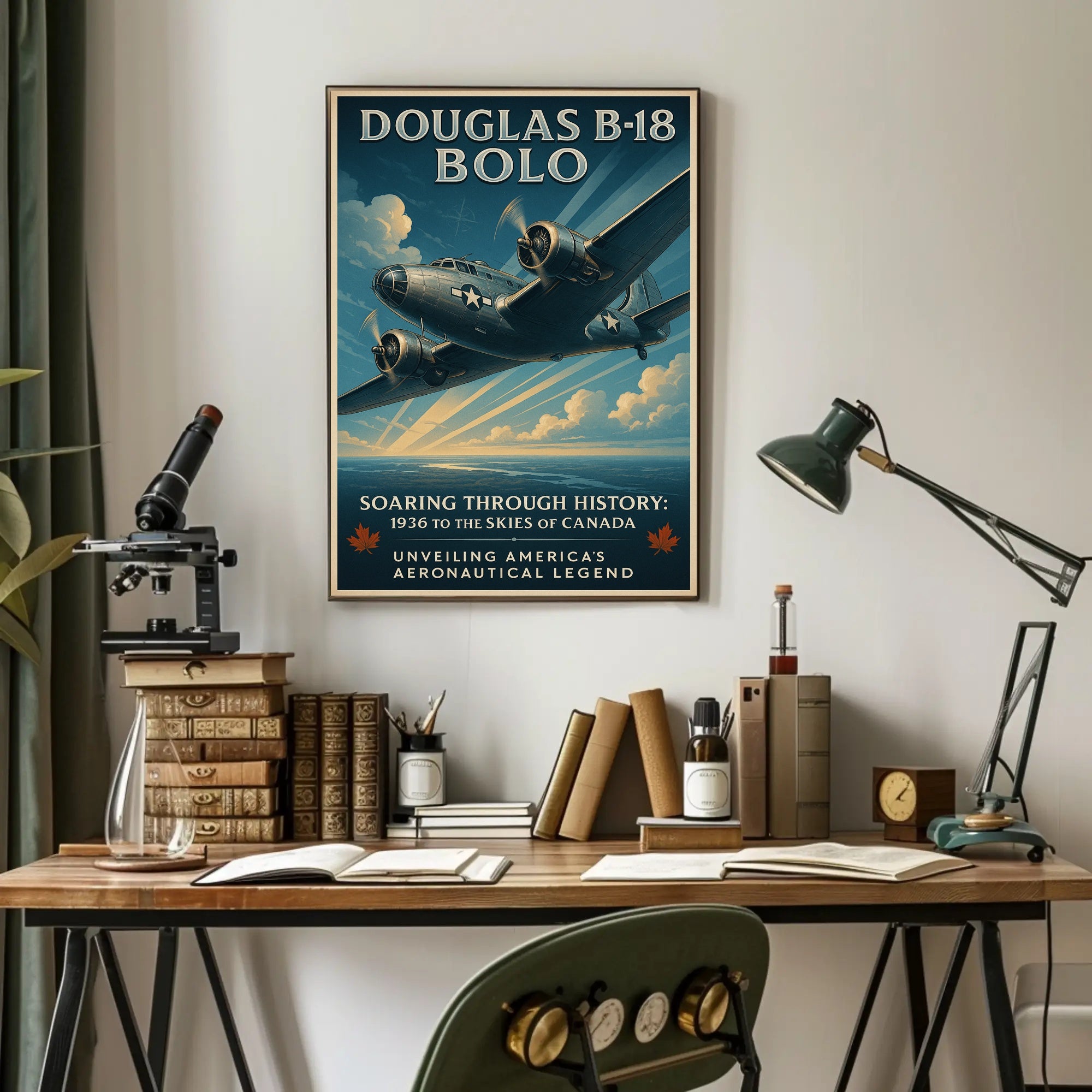 Douglas B18 Bolo Vintage Poster Print Aviation Wall Art