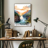 New River Gorge Watercolor Wall Art Poster