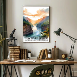 New River Gorge Watercolor Wall Art Poster