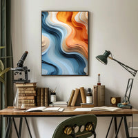 Stylized Abstract Landscape with Layered Wavy Patterns Poster