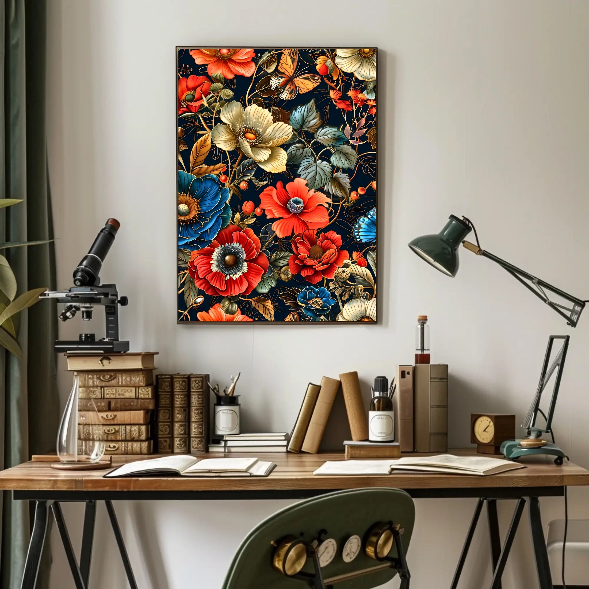 Intricate Floral Butterfly Art Print - Abstract or Artistic Poster