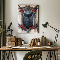 Gothic Bat Dark Roses Artistic Pop Culture Poster