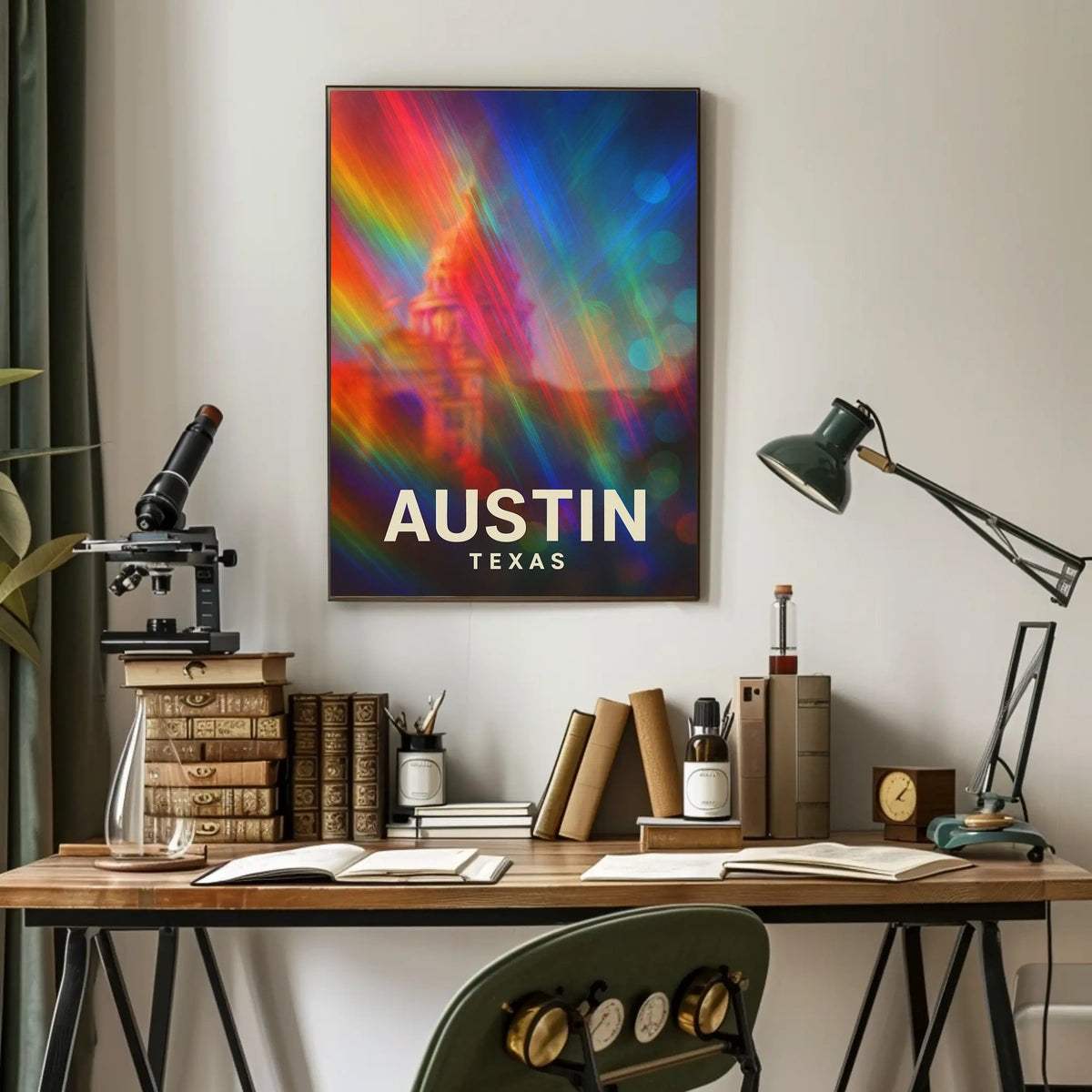 Austin Texas Vibrant Cityscape Digital Painting Pop Art Urban Skyline Travel Inspired Poster