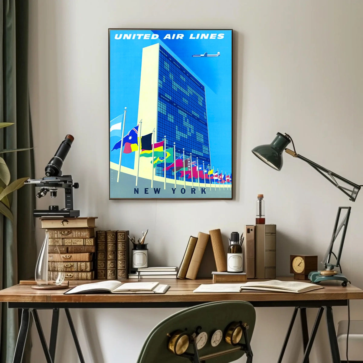 New York Travel Poster Vintage UN Building Wall Art