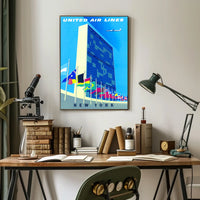 New York Travel Poster Vintage UN Building Wall Art