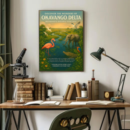 Okavango Delta Scenic Poster Vintage Travel Print