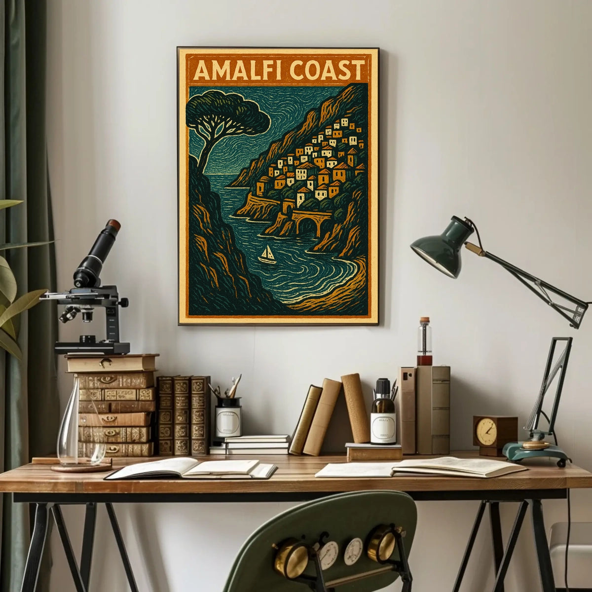 Amalfi Coast Travel Poster Wall Art Coastal Decor 18x24