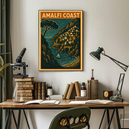 Amalfi Coast Travel Poster Wall Art Coastal Decor 18x24