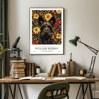 The Artistry of 19th Century with Floral Dog Artistic Poster