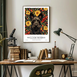 The Artistry of 19th Century with Floral Dog Artistic Poster
