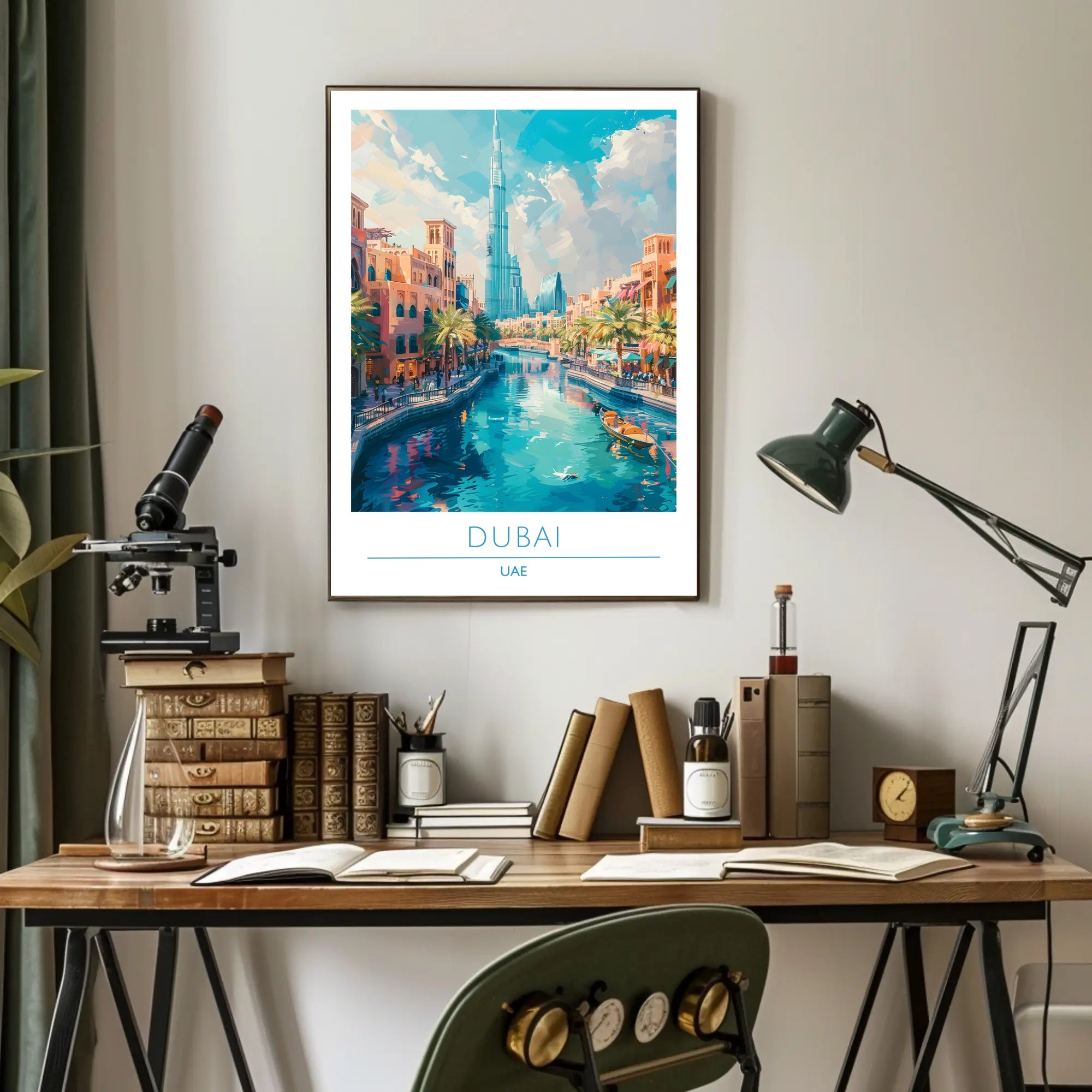Dubai Cityscape with Burj Khalifa Travel Poster