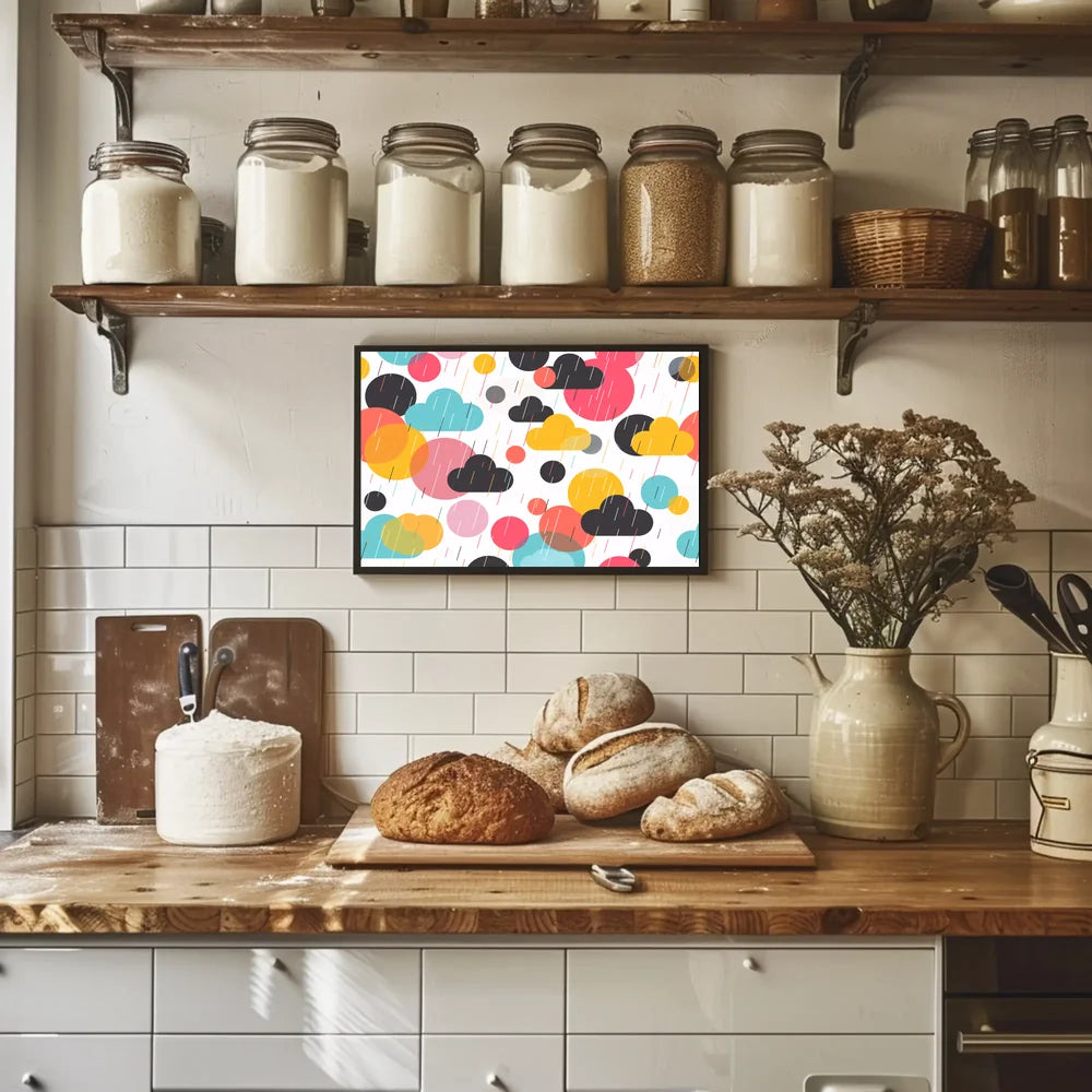 Vibrant Abstract Circles and Clouds Art Poster