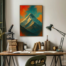 Majestic Mountain Peak Digital Artwork Poster
