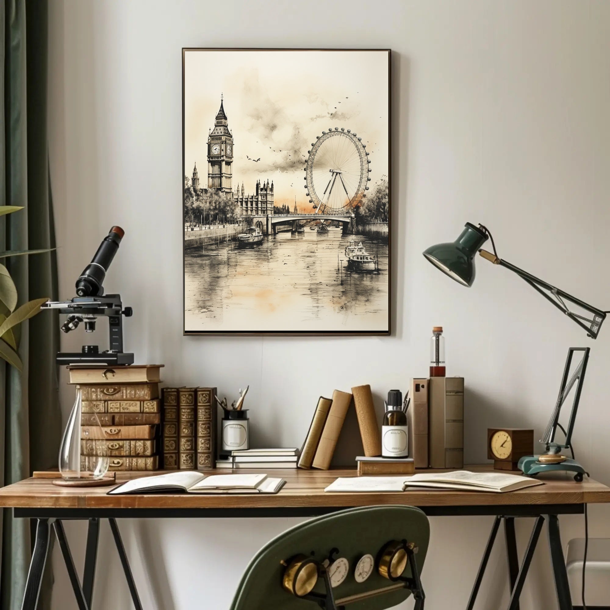 London River Thames Landmarks Travel Poster