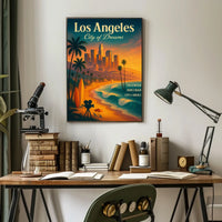 Los Angeles Dreamscape Vintage Poster: Urban & Coastal