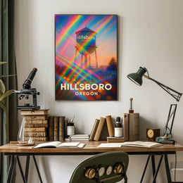 Hillsboro Water Tower Cityscape Vibrant Photography Poster