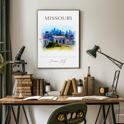 Kansas City Missouri Skyline Watercolor Poster Poster