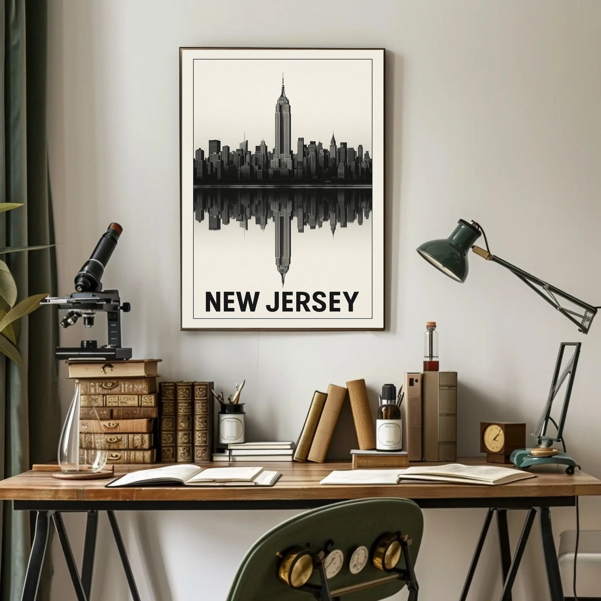 New Jersey Skyline Reflection Poster
