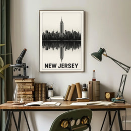 New Jersey Skyline Reflection Poster