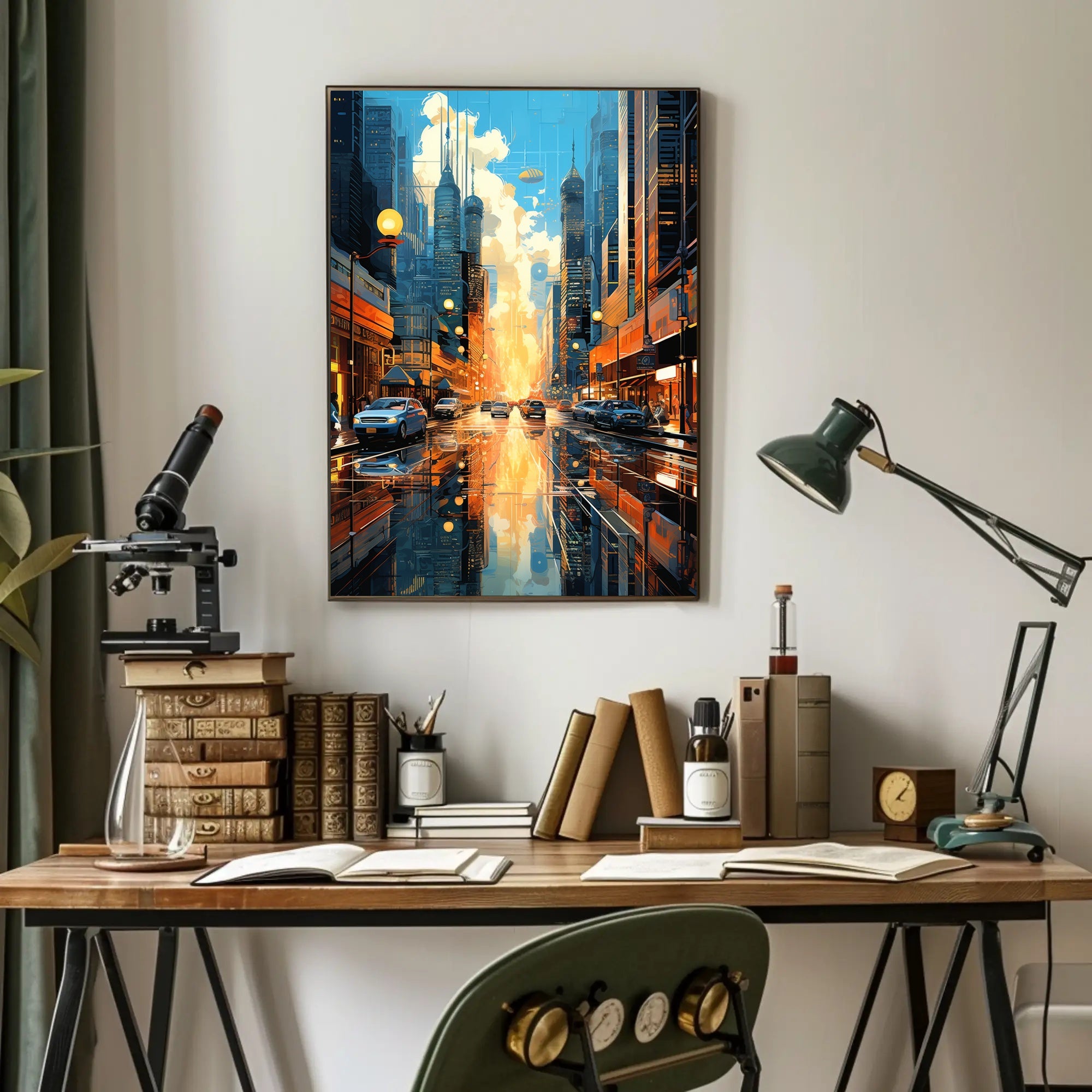Futuristic Cityscape with Floating Vehicles Sci-Fi Poster