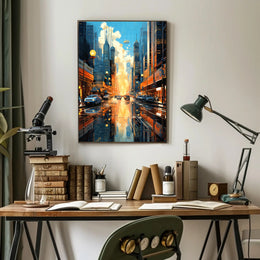 Futuristic Cityscape with Floating Vehicles Sci-Fi Poster