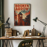 Broken Arrow Oklahoma Scenic Wanderlust Decor Vintage Wall Art Inspired Real World Scenes Poster