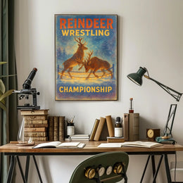 Reindeer Wrestling Championship: Enchanting Fantasy or Mythology Poster