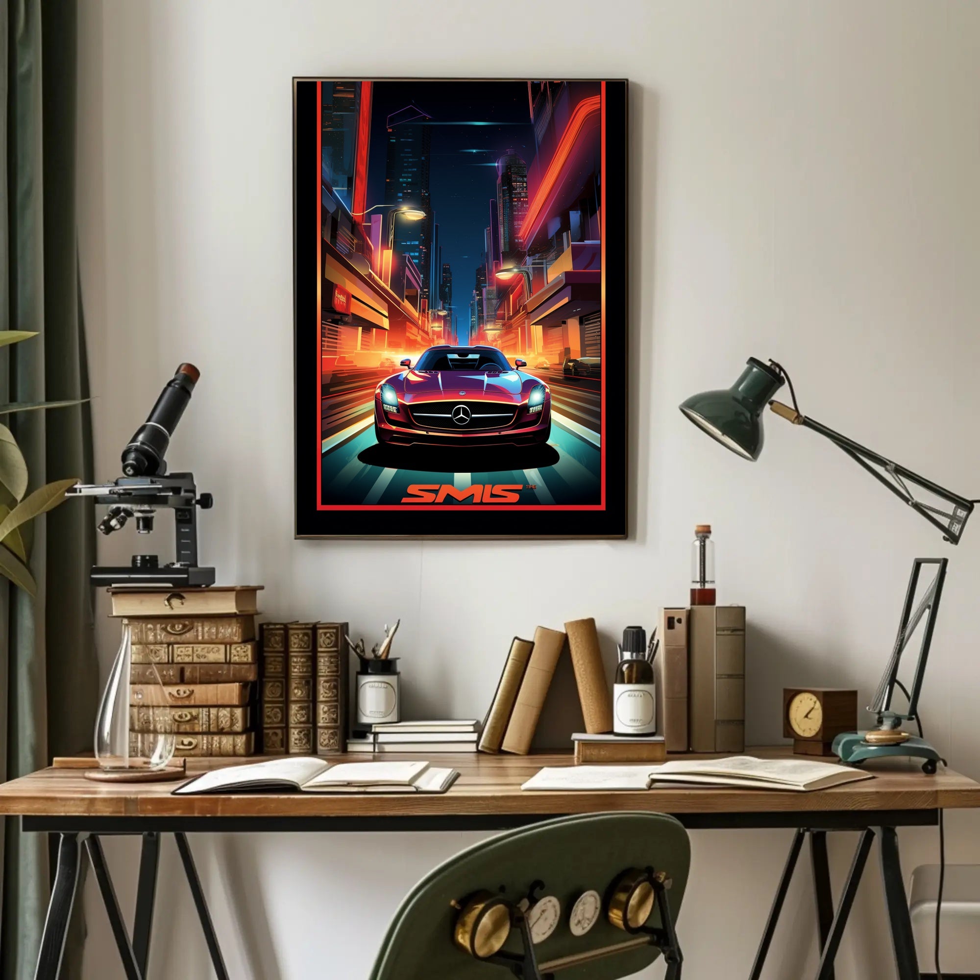 Neon Nights Drive Poster PosterGoat