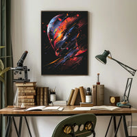 Futuristic Sci-Fi Helmet Poster: Bold Abstract Art