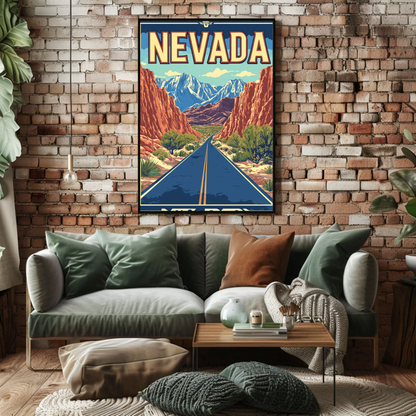 Nevada Landscape Vintage Travel Poster