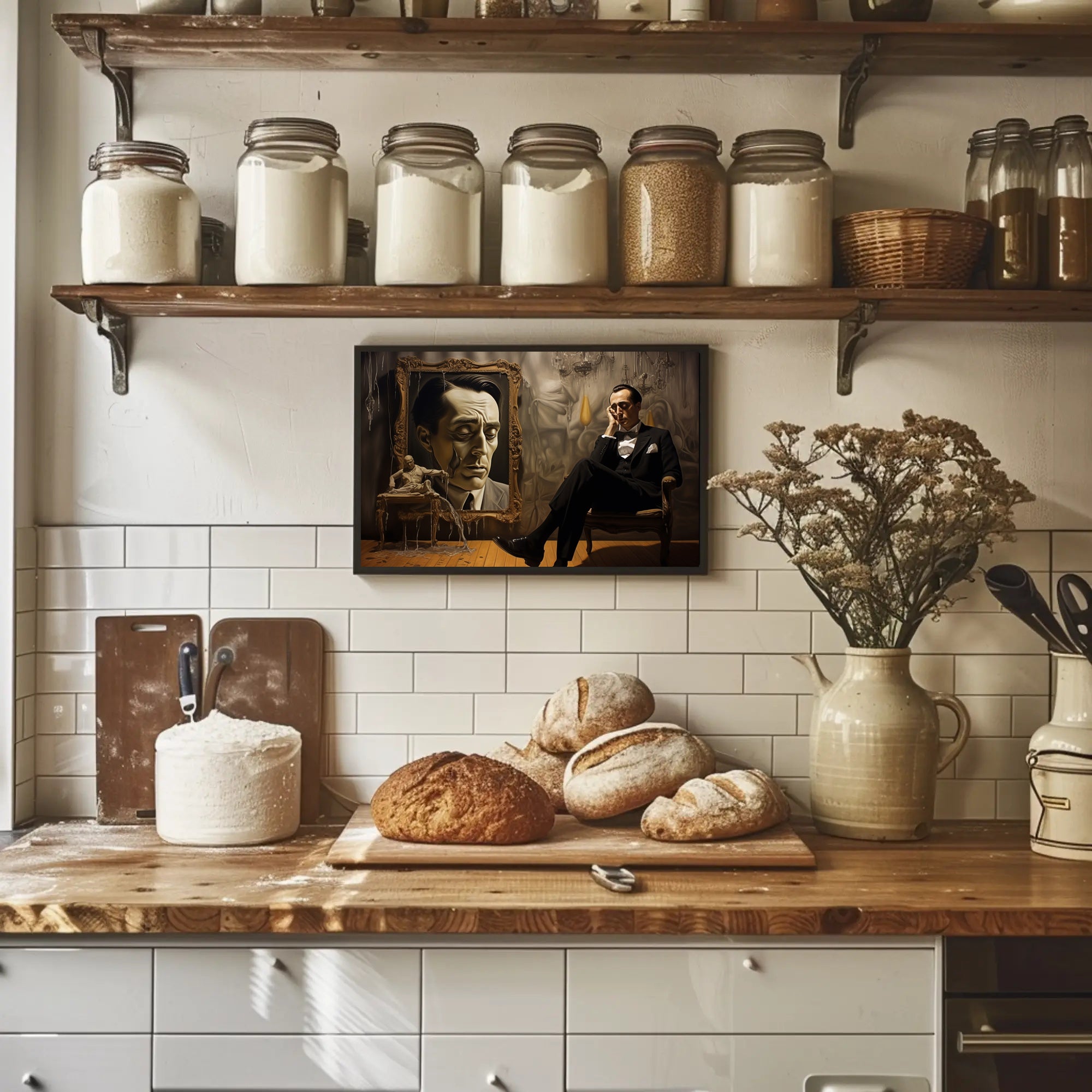 Introspective Vintage Scene in Dim Room Artistic Poster