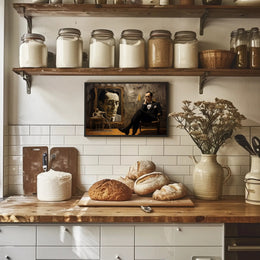 Introspective Vintage Scene in Dim Room Artistic Poster