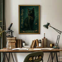 Majestic Black Cat with Gold Collar Animal Poster