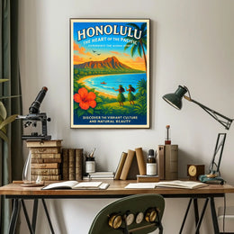 Honolulu The Heart of the Pacific Poster