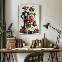 Day of the Dead Skeleton Wedding Art Poster - Cultural or Heritage Poster