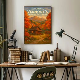 Vermont Autumn Scenic Poster Wall Art Print