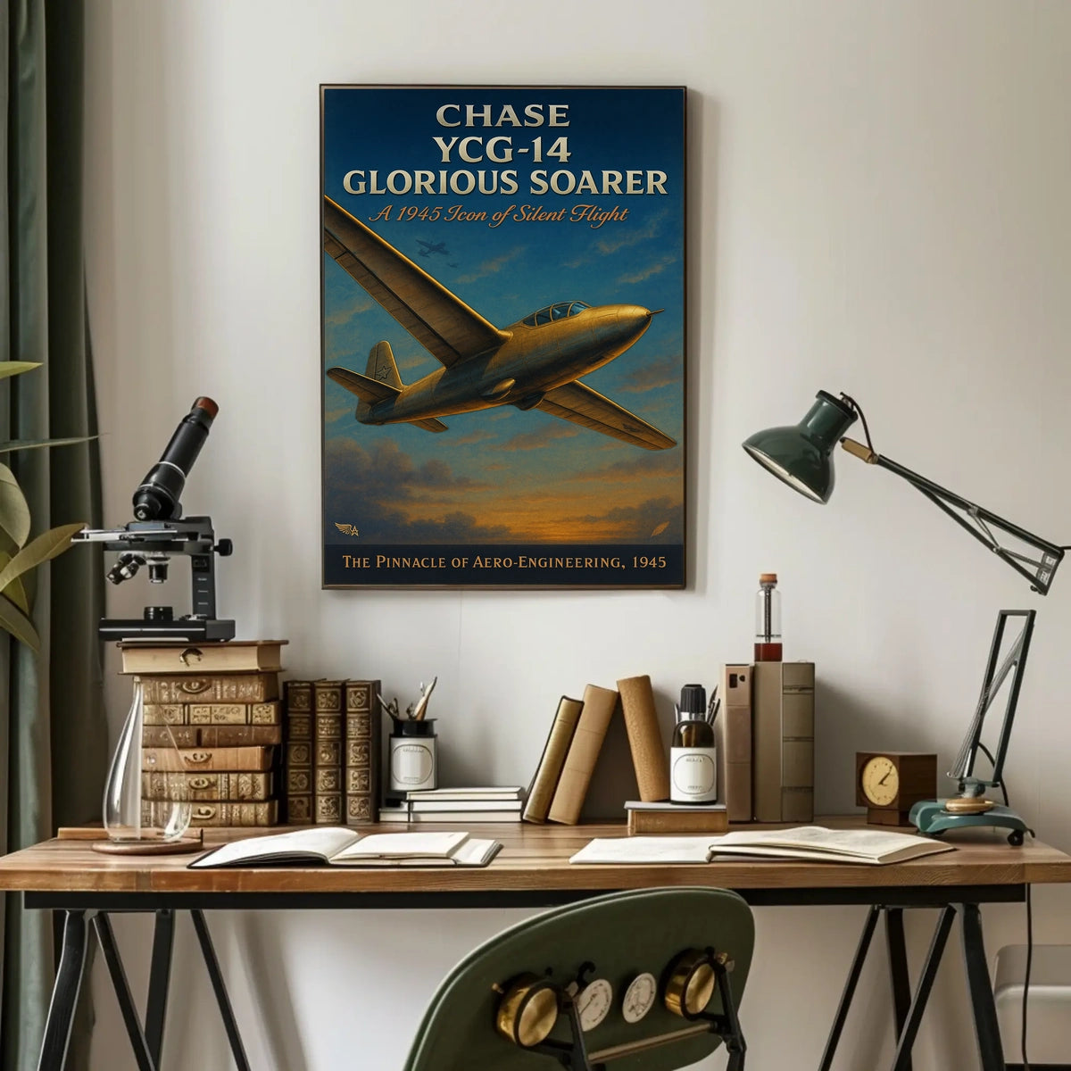 Chase YCG-14 Glider Aviation Vintage Engineering Poster
