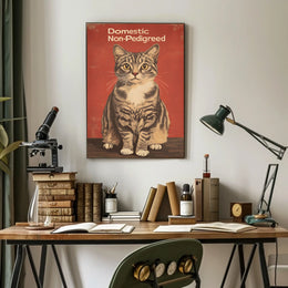 Domestic Non Pedigreed Cat Portrait Realistic Style Poster