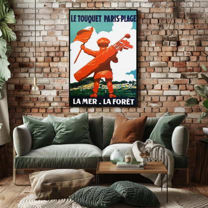 Le Touquet Paris Plage Golf Scene Vintage Travel Poster