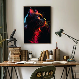 Neon Cat Portrait Poster