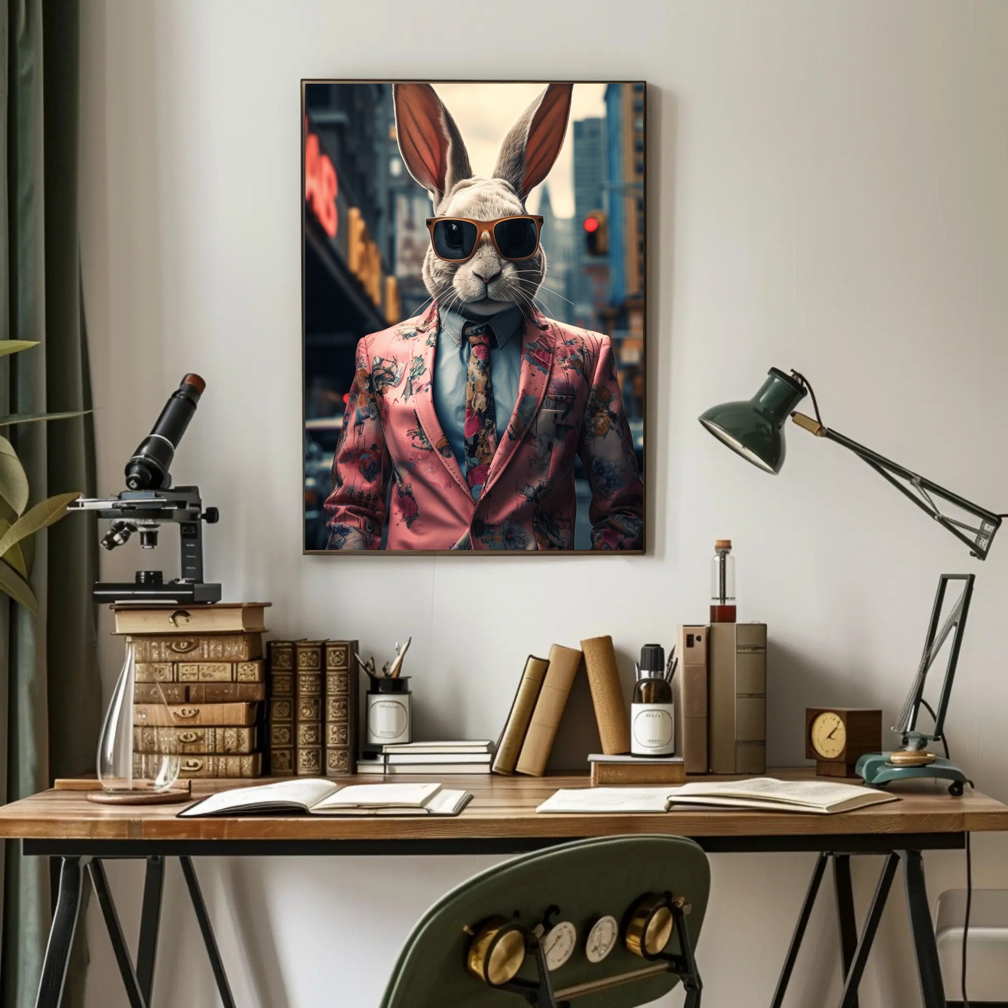 Stylish Rabbit In The City Poster