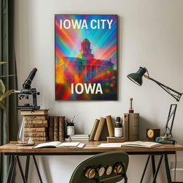 Vivid Iowa City Urban Skyline Cityscape Realism Photography Artistry Timeless Midwest Creative Vibe Poster
