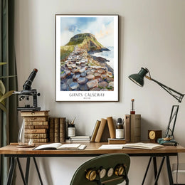Giant's Causeway Scenic Watercolor Travel Poster PosterGoat