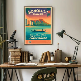 Honolulu Vintage Travel Poster Aloha Meets Adventure