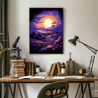 Serene Sunset Countryside Landscape Art Poster Print