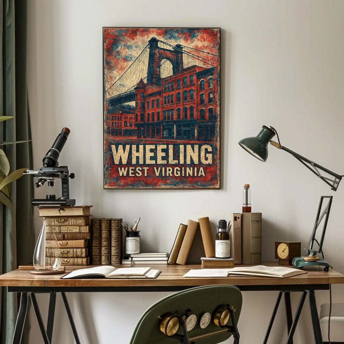 Wheeling Suspension Bridge Vintage Art Nostalgic Poster