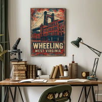 Wheeling Suspension Bridge Vintage Art Nostalgic Poster