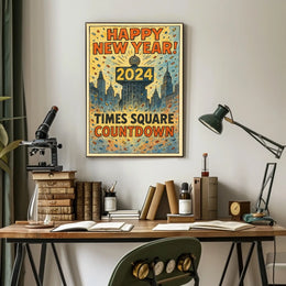 Happy New Year 2024 Times Square Countdown Poster