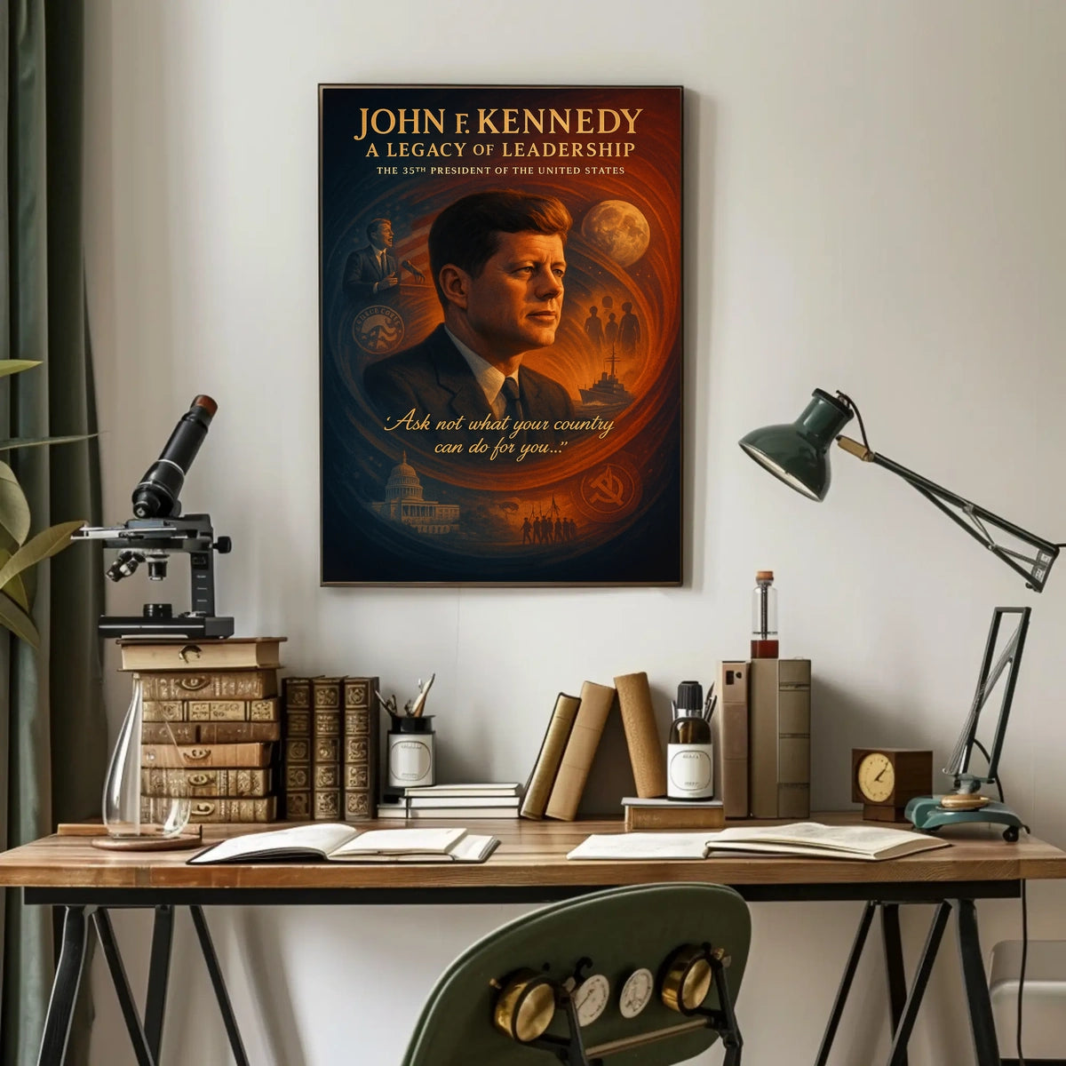JFK Legacy Vintage Commemorative Leadership Poster Print